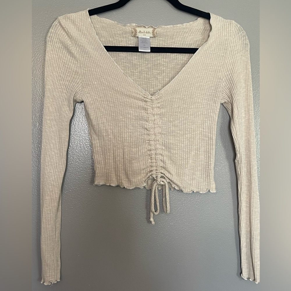 Altar'd State Cream Ruched Crop Top